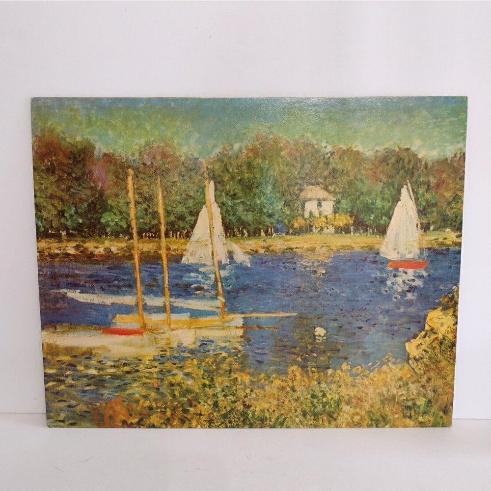 Vtg Claude Monet Bassin D' Argenteuil Lithograph  16 X 20 Victorian Art Sailboat